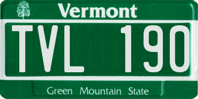VT license plate TVL190