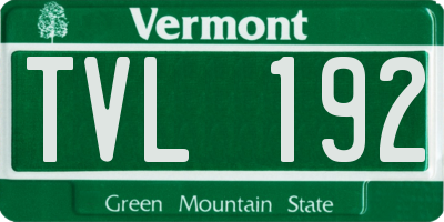 VT license plate TVL192