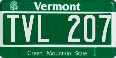 VT license plate TVL207