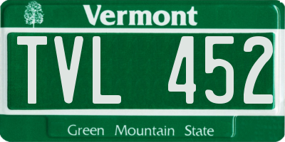 VT license plate TVL452