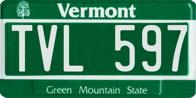 VT license plate TVL597