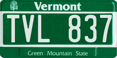 VT license plate TVL837