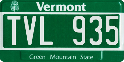 VT license plate TVL935