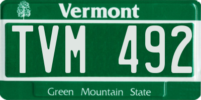 VT license plate TVM492