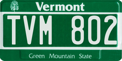 VT license plate TVM802