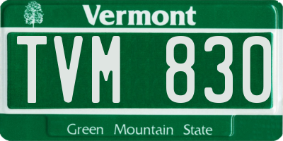VT license plate TVM830