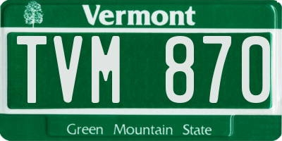 VT license plate TVM870