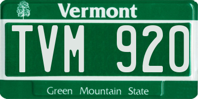 VT license plate TVM920