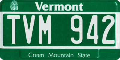 VT license plate TVM942