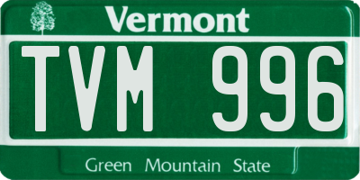 VT license plate TVM996