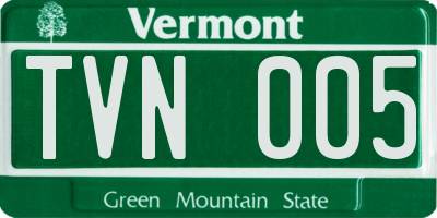 VT license plate TVN005