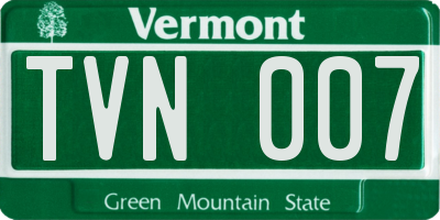 VT license plate TVN007