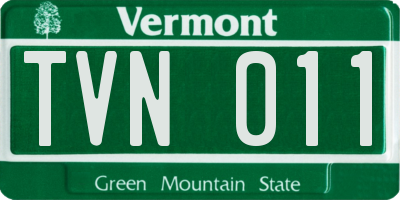 VT license plate TVN011