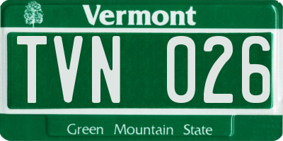 VT license plate TVN026