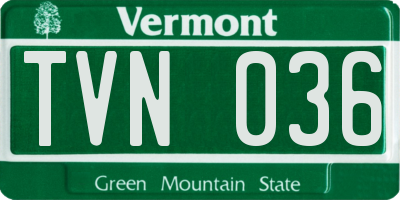 VT license plate TVN036