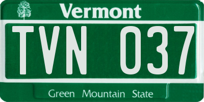 VT license plate TVN037