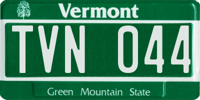 VT license plate TVN044