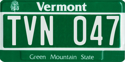 VT license plate TVN047