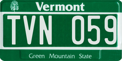 VT license plate TVN059