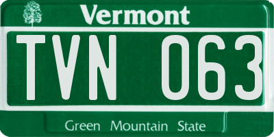 VT license plate TVN063