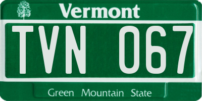 VT license plate TVN067