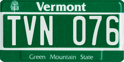 VT license plate TVN076