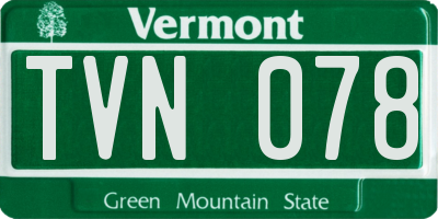 VT license plate TVN078