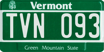 VT license plate TVN093