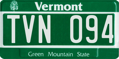 VT license plate TVN094