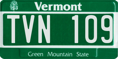 VT license plate TVN109