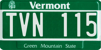 VT license plate TVN115