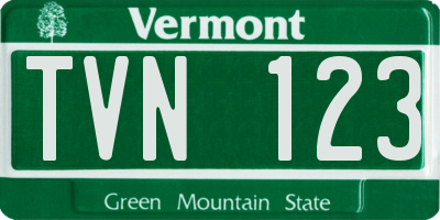 VT license plate TVN123