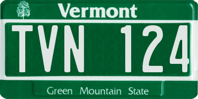 VT license plate TVN124