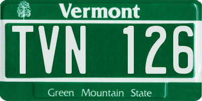 VT license plate TVN126