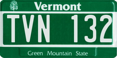 VT license plate TVN132