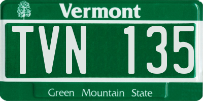 VT license plate TVN135