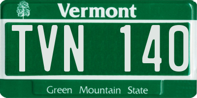 VT license plate TVN140