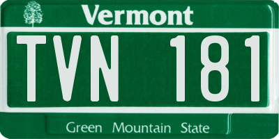 VT license plate TVN181