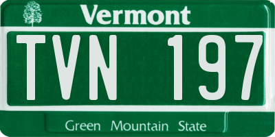 VT license plate TVN197