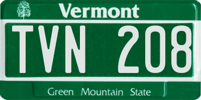 VT license plate TVN208