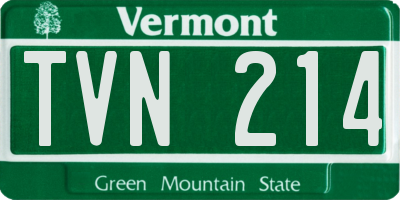 VT license plate TVN214
