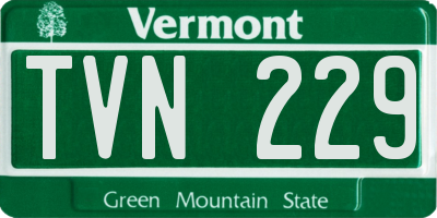 VT license plate TVN229