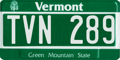 VT license plate TVN289