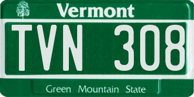 VT license plate TVN308