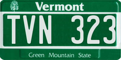 VT license plate TVN323