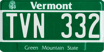 VT license plate TVN332