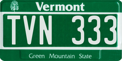 VT license plate TVN333