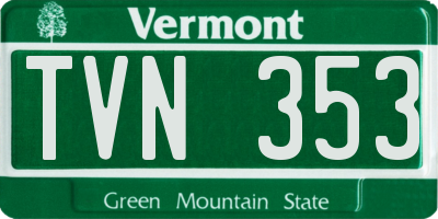 VT license plate TVN353