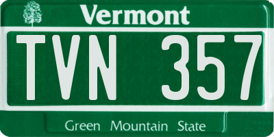 VT license plate TVN357