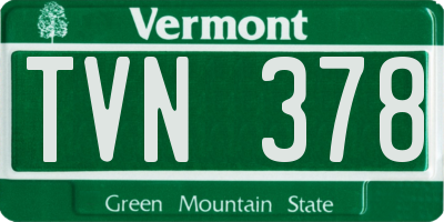 VT license plate TVN378